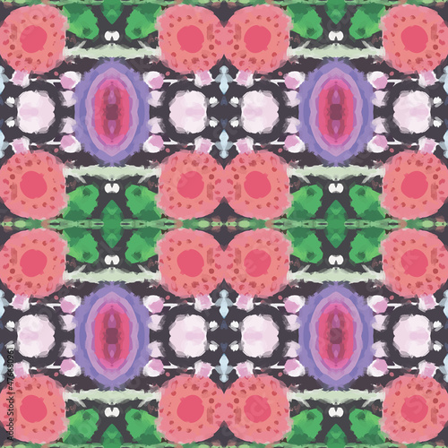 Abstract plants and flowers seamless pattern