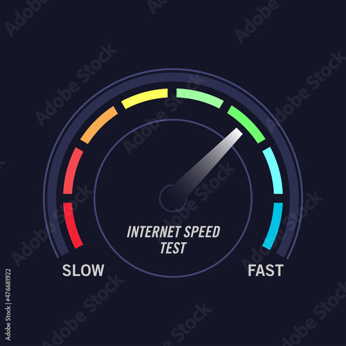 Flat vector illustration of internet speed test gauge. Suitable for design element of internet performance test, connection speed information, and network speedometer.