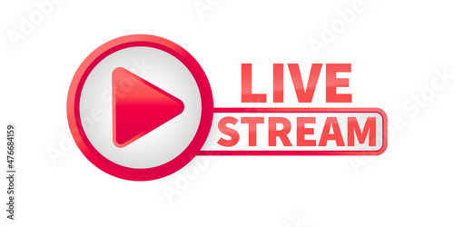 Free Download Live stream logo - red vector design element with play button. Vector illustration - GFXLoad