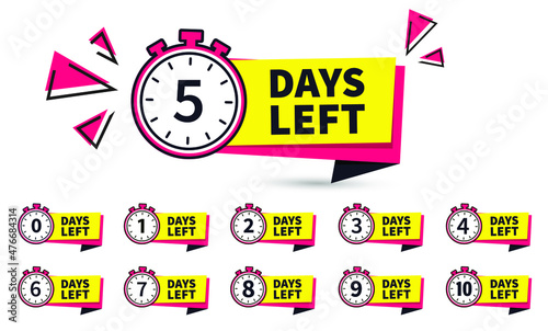 set of number days left countdown vector illustration template, can be use for promotion, sale, landing page, template, ui, web, mobile app, poster, banner, flyer
