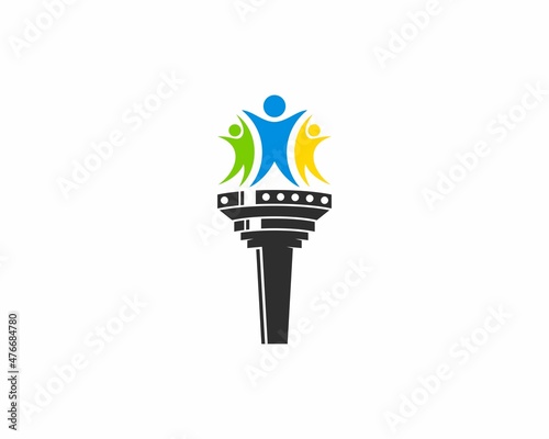 Happy people on the torch logo