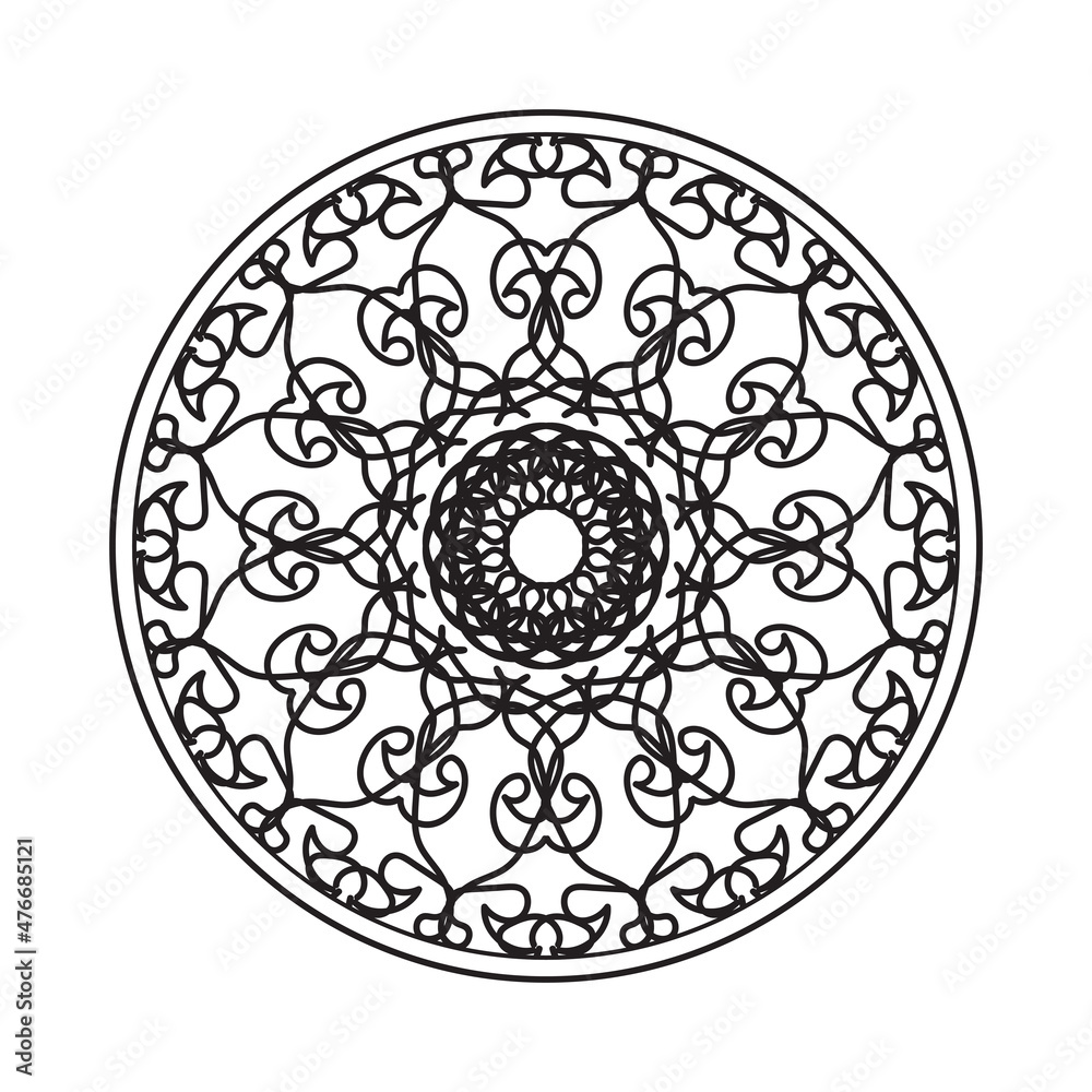 Circular pattern in the form of mandala with flower for henna mandala tattoo decoration