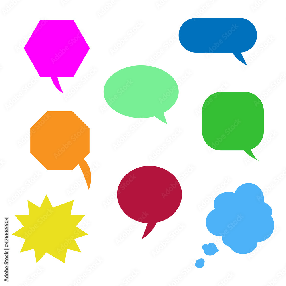 blank speech bubbles set with different colorful cartoon shape isolated on white background for chat and comic talk blank speech bubbles set with different colorful cartoon shape isolated on white background for chat and comic talk