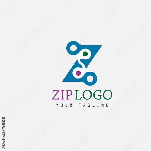 ZIP line art illustration logo design