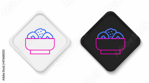 Line Chow mein on plate icon isolated on white background. Asian food. Colorful outline concept. Vector