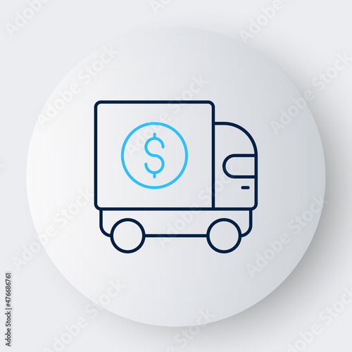 Line Armored truck icon isolated on white background. Colorful outline concept. Vector