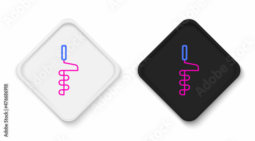 Line Hand ice drill for winter fishing icon isolated on white background. Colorful outline concept. Vector