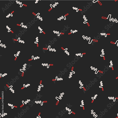 Line Hand ice drill for winter fishing icon isolated seamless pattern on black background. Vector