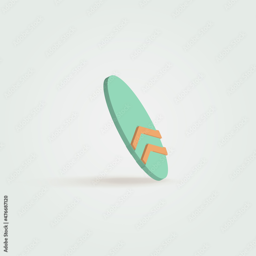 3D surfboard icon design. tropical, beach, summer, surf.