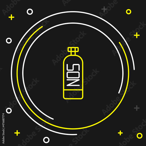 Line Nitrous oxide icon isolated on black background. Colorful outline concept. Vector