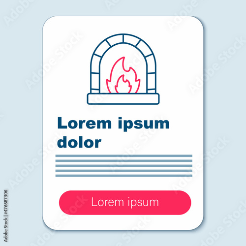 Line Blacksmith oven icon isolated on grey background. Colorful outline concept. Vector