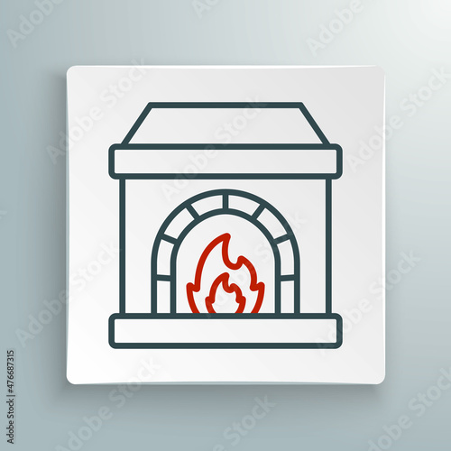 Line Blacksmith oven icon isolated on white background. Colorful outline concept. Vector
