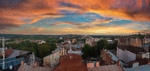 Vászonkép Beautiful aerial view of the Chernivtsi city from above Western Ukraine