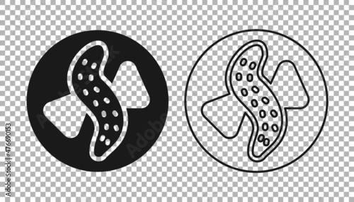 Black Served cucumber on a plate icon isolated on transparent background. Marine food. Vector