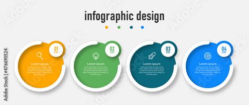 Presentation business infographic design elegant professional template with 4 step Premium Vector