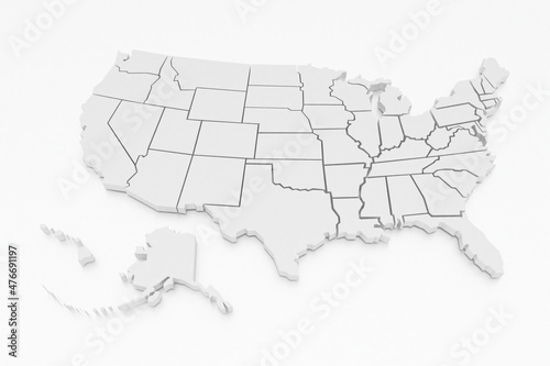 a 3D rendered map of USA