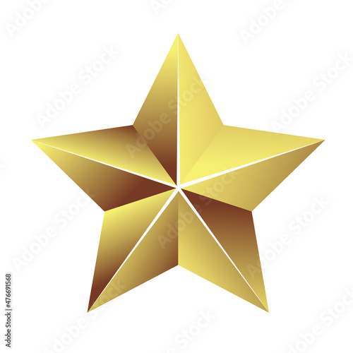 3d gold star icon. Illustration on white background.