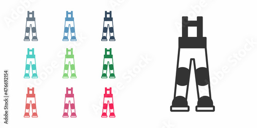 Black Fisherman rubber pants icon isolated on white background. Set icons colorful. Vector