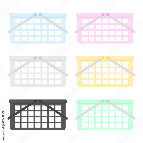 プラスチックのかごのイラストセット