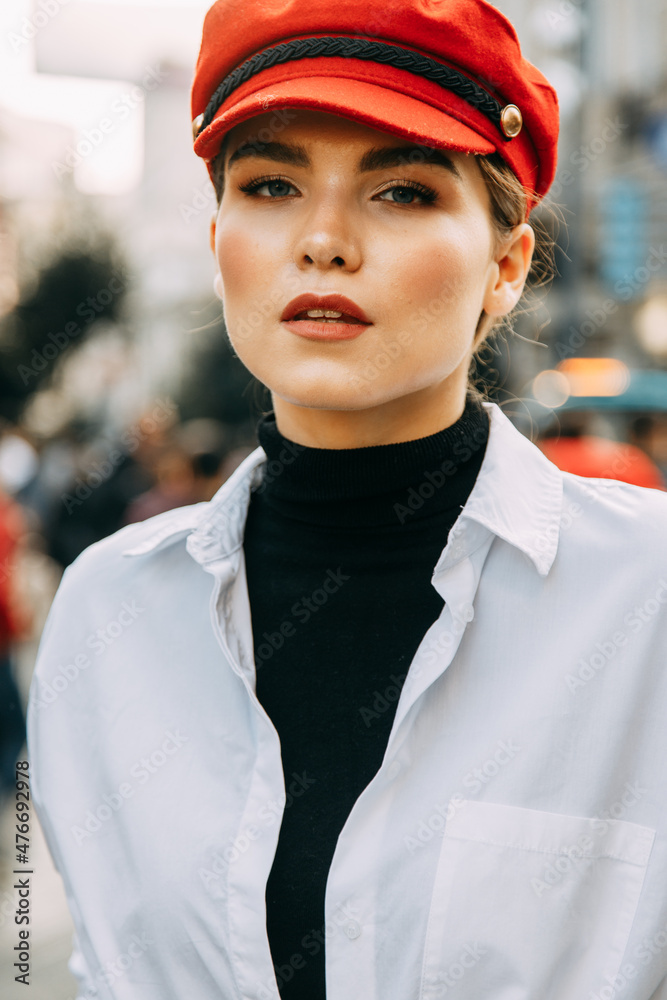 A young girl model on the old streets of Istanbul. A fashionable girl and a stylish image, walking around the city. A young girl model on the old streets of Istanbul. A fashionable girl and a stylish image, walking around the city.