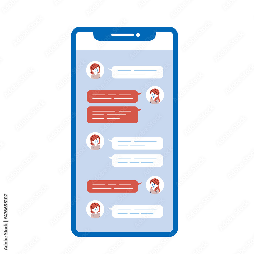 スマートフォンの画面に映るチャットのイラスト Stock Vector Adobe Stock