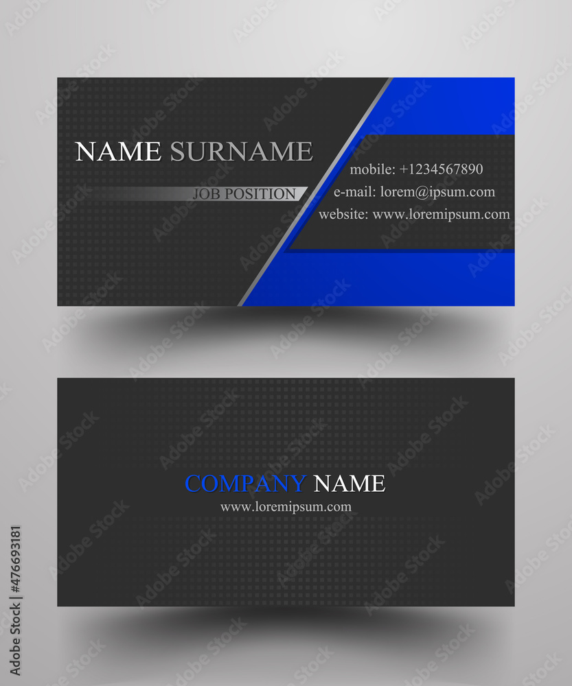 Naklejka premium Business card in combination of grey and blue.