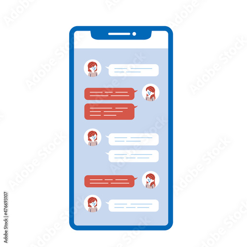 スマートフォンの画面に映るチャットのイラスト