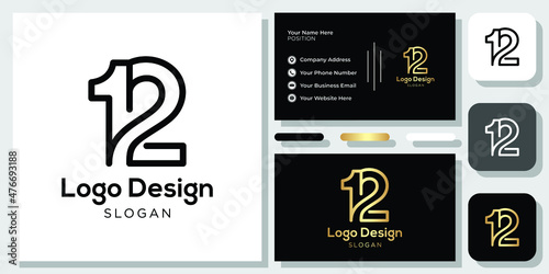 Number 12 Anniversary Celebrate Birthday with business card template photo