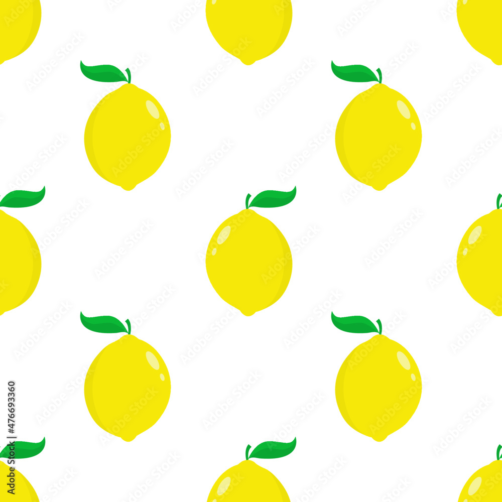 Summer seamless pattern with lemons. Sweet tropical background for textile, fabric, decorative paper. Vector illustration