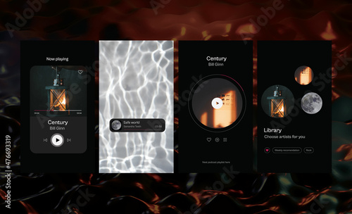 Set of music instagram story. Editable template for blog, brand	