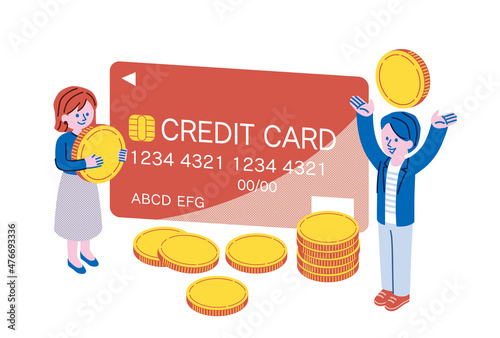 クレジットカードと男女のイラスト