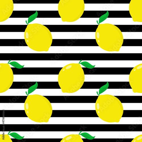 Summer seamless pattern with lemons. Sweet tropical background for textile, fabric, decorative paper. Vector illustration