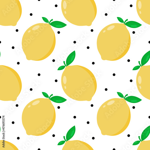 Summer seamless pattern with lemons. Sweet tropical background for textile, fabric, decorative paper. Vector illustration