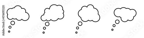 Thought bubble icon. Thinking cloud bubble icon. Speech bubbles Isolated on white background. Idea symbol. Conversation icon.