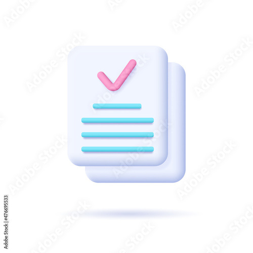 Document icon. 3d vector illustration isolated on white background.