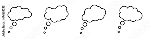 Thought bubble icon. Thinking cloud bubble icon. Speech bubbles Isolated on white background. Idea symbol. Conversation icon.