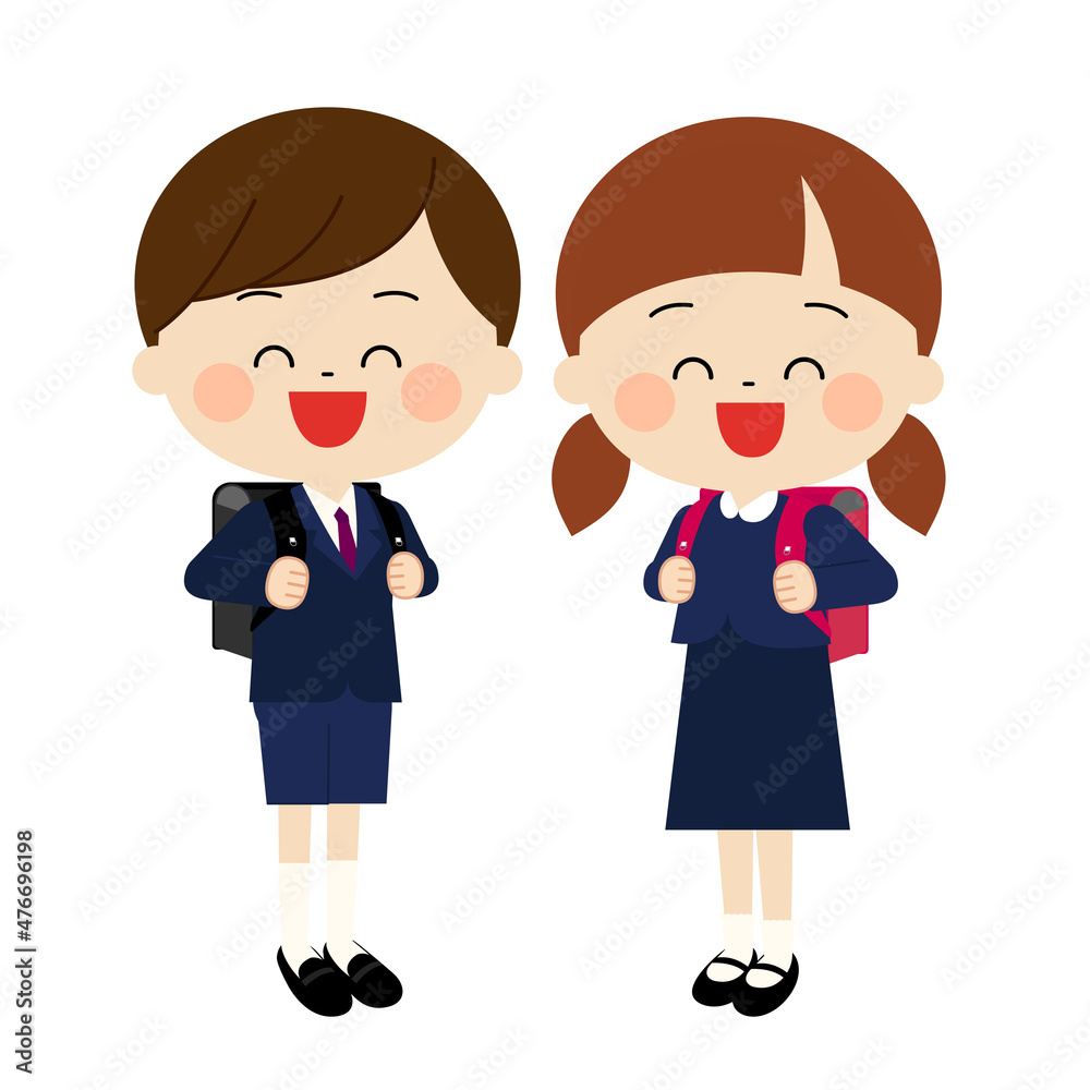 笑顔の新一年生の子供達 笑顔の新一年生の子供達