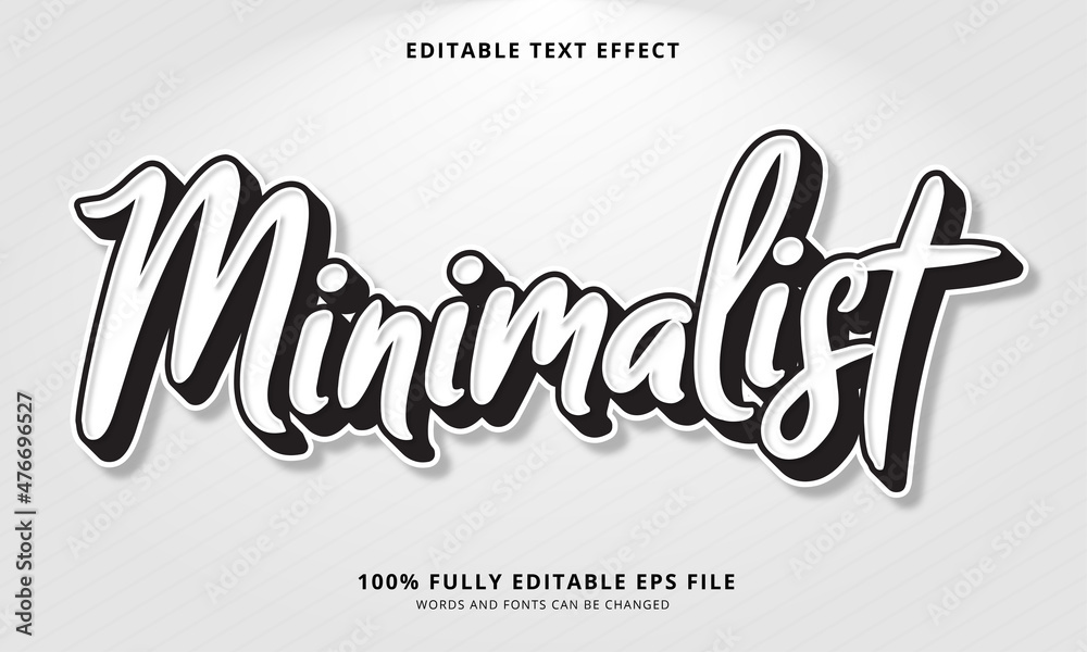 Minimalist black and white text style editable text effect