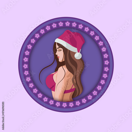 Sexy snow maiden. Vector illustration.