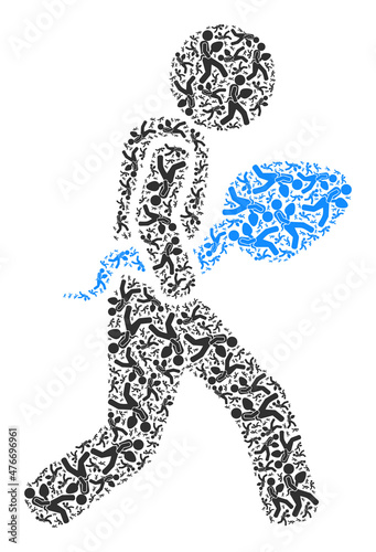 Vector sperm courier icon collage. Sperm courier collage is created with randomized recursive sperm courier parts. Recursive collage from sperm courier icon.