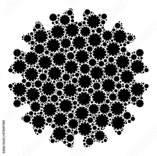 Vector virus icon composition. Virus composition is done of repeating self virus items. Fractal composition of virus icon.