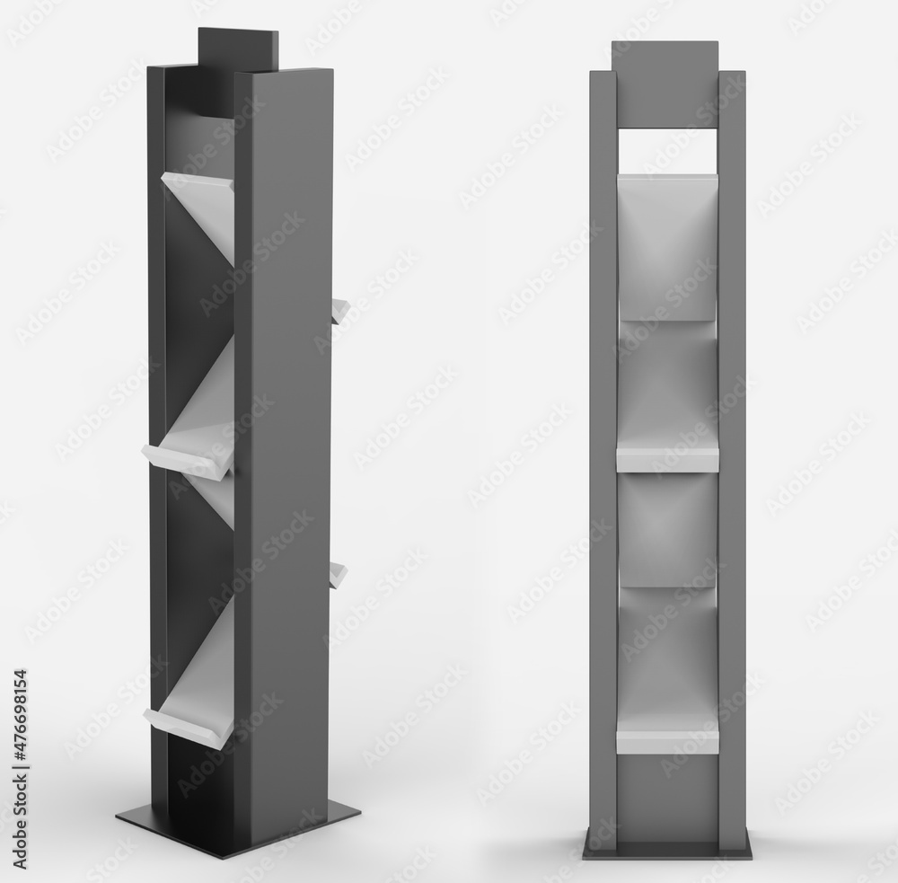 Display stand, retail display stand for product , display stands isolated on white background. 3d illustration Display stand, retail display stand for product , display stands isolated on white background. 3d illustration