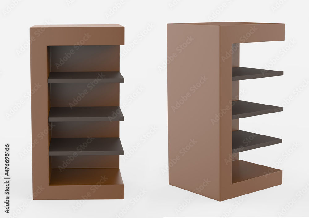 Display stand, retail display stand for product , display stands isolated on white background. 3d illustration Display stand, retail display stand for product , display stands isolated on white background. 3d illustration