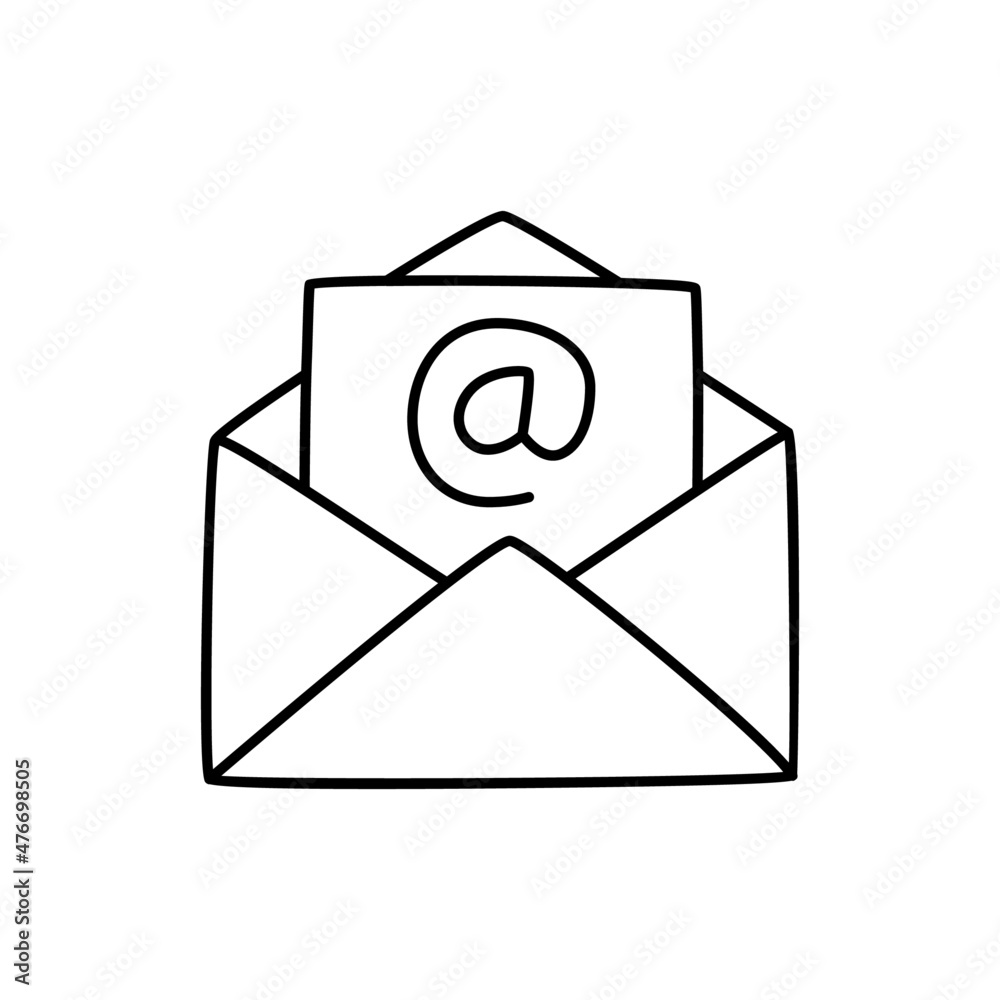 Email Icon in black line style icon, style isolated on white background Email Icon in black line style icon, style isolated on white background