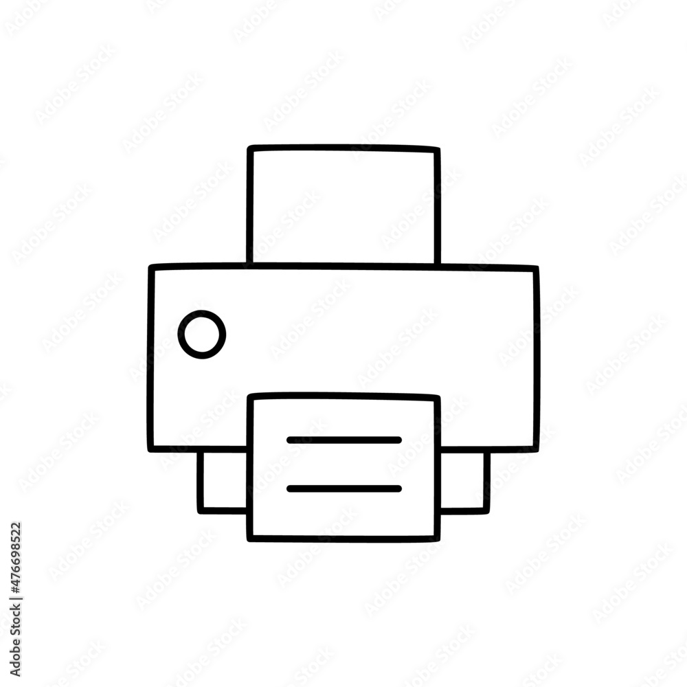 Print Icon in black line style icon, style isolated on white background Print Icon in black line style icon, style isolated on white background