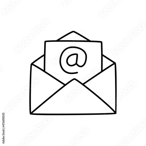 Email Icon  in black line style icon, style isolated on white background