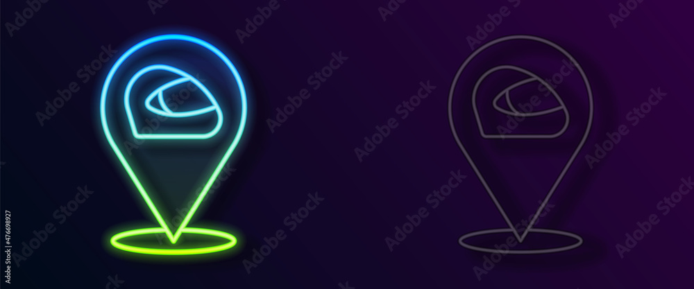 Glowing neon line Racing helmet icon isolated on black background. Extreme sport. Sport equipment. Vector Glowing neon line Racing helmet icon isolated on black background. Extreme sport. Sport equipment. Vector