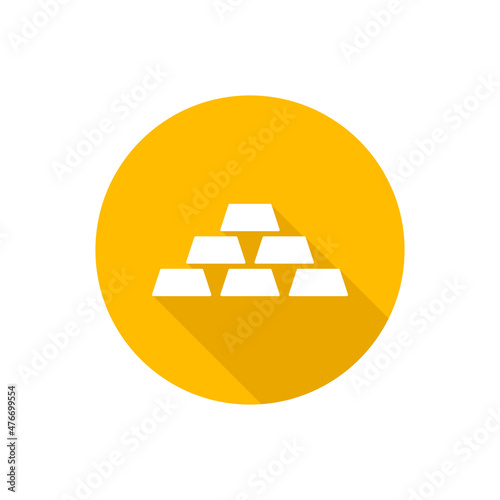 Golden bars flat icon with shadow