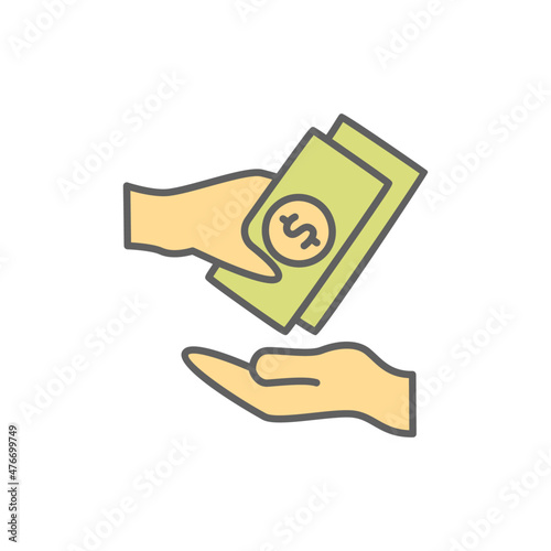 Borrowing Icon in color icon, isolated on white background 