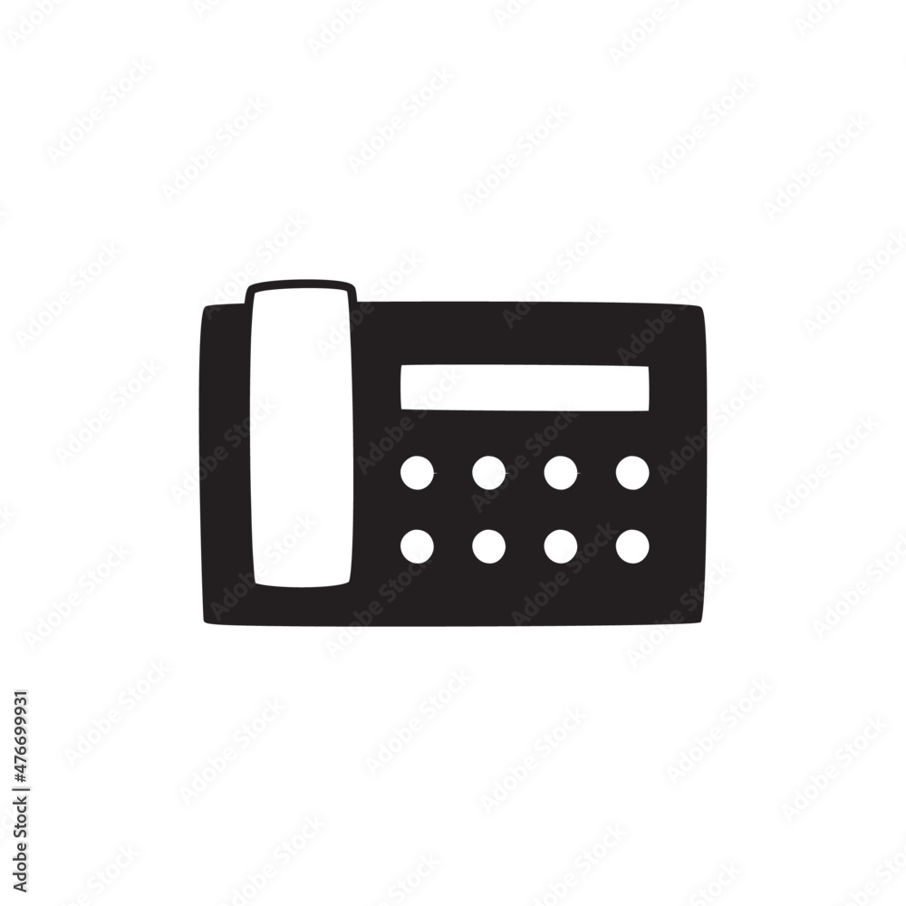 Phone Icon in black flat glyph, filled style isolated on white background